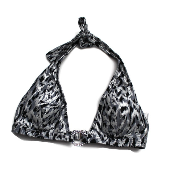 Michael Kors Women's Silver Push-Up Chain-Ring Halter Swimsuit Top Large NWT - Picture 2 of 3